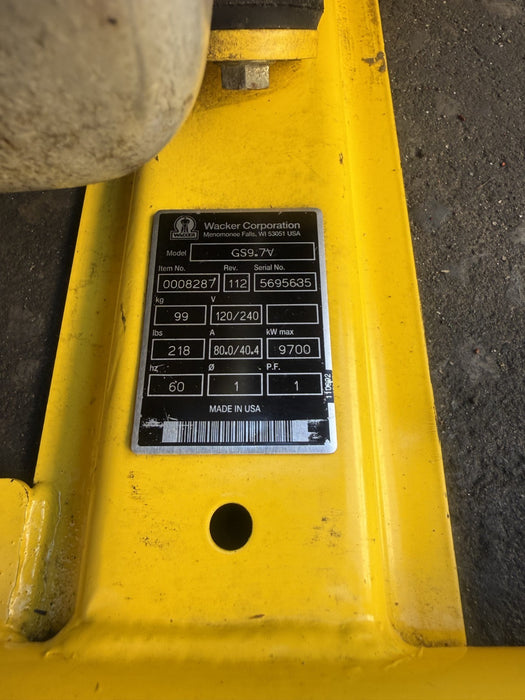 Wacker Neuson GP9.7  9,700W Portable Generator  190 hours.  Works Fine.