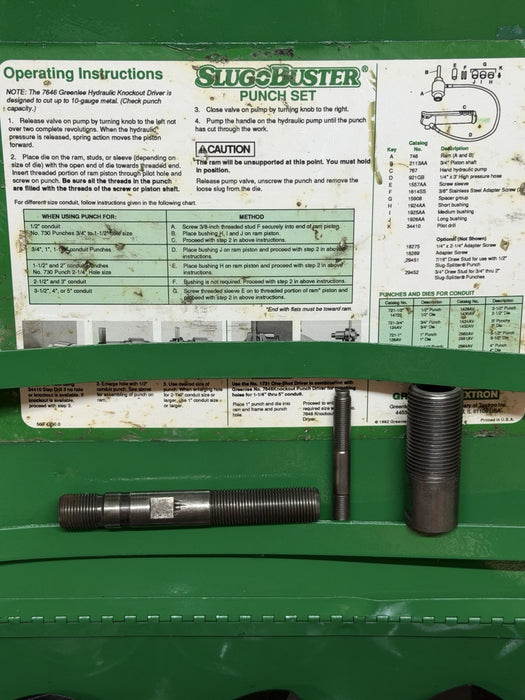 Greenlee 7310SB Slug Buster KO Knockout Punch Set 1/2" - 4" , 767 Pump & Box BG2