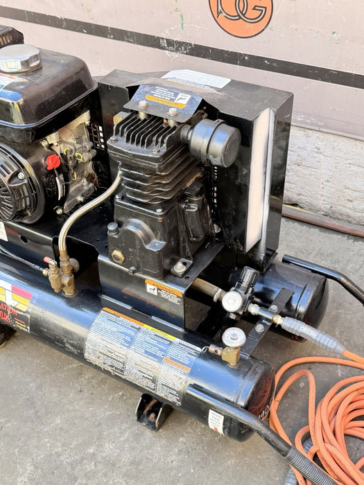 Mi-T-M AC1-PH55-08M 8 Gal Gas Air Compressor Honda GX 200, Belt Driven + Hose