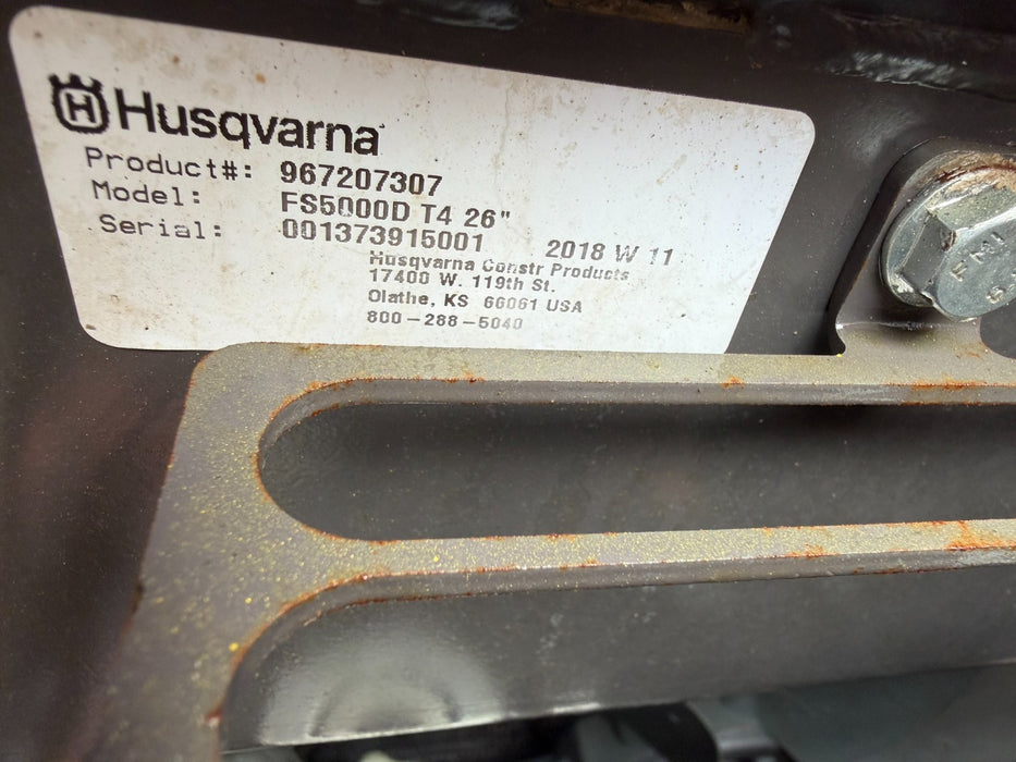 2018 Husqvarna FS-5000D 26" Walk Behind Concrete Saw 306 Hrs MINT FS5000D VIDEO