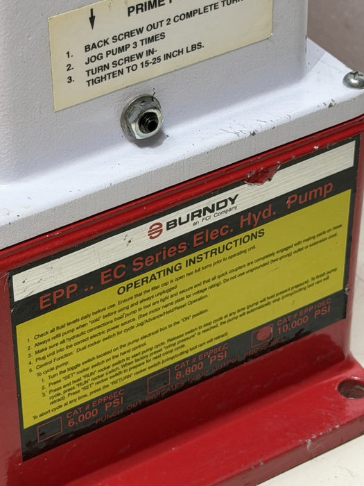 Burndy EPP-10EC Series Hyd Electric Pump 10k psi + Case & Hose Crimper Mint! BG9