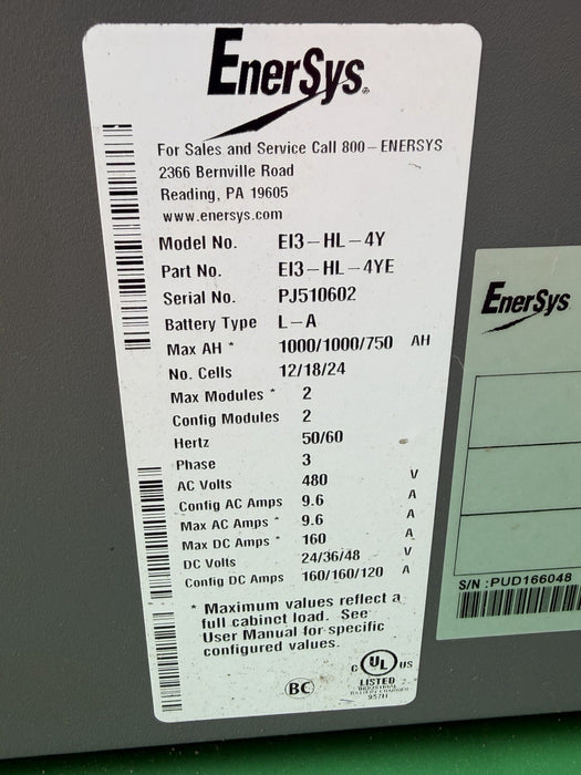 ENERSYS EI3-HL-4YE Enforcer IMPAQ Forklift Battery Charger 480V 3PH + Cables #1