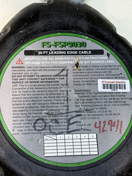 Safewaze FS-FSP9030 Northstar Classic LE 30' Cable SLR