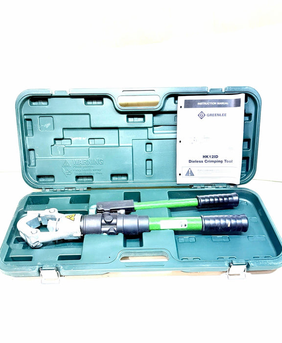 Greenlee HK12ID Dieless Crimping Tool Full Set With Case & Manual Green/Black B2