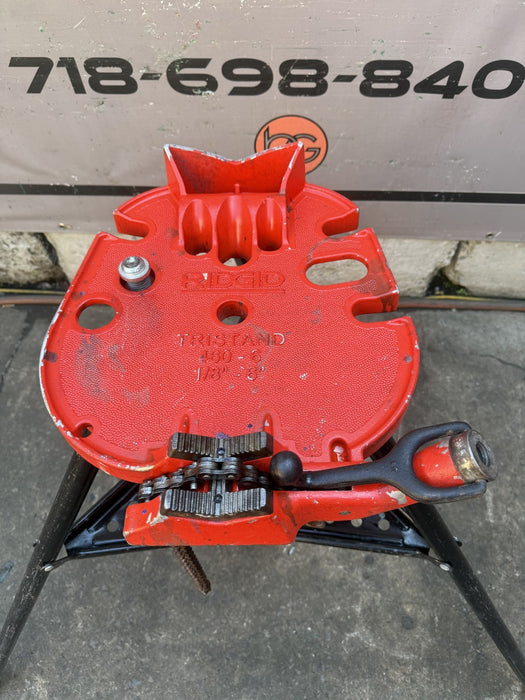 Ridgid 460 Tristand Portable Chain Pipe Vise 1/8" to 6" Tripod Stand  NICE.