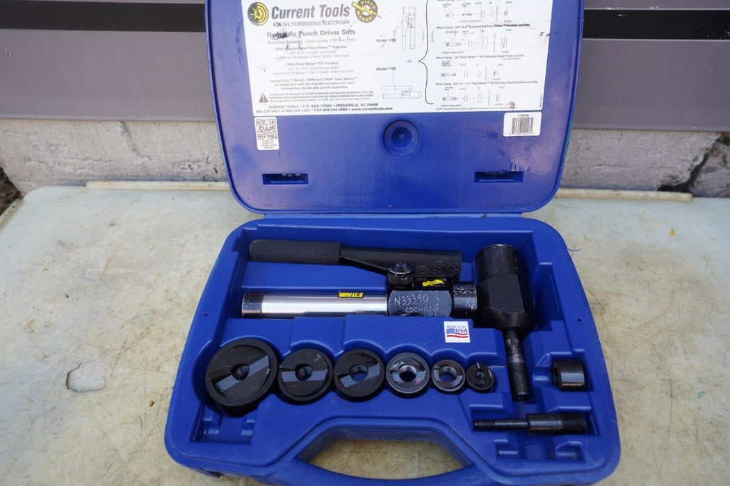 Current 90 Degree Hydraulic Punch Driver Knockout Set 1/2 to 2 inch Tested
