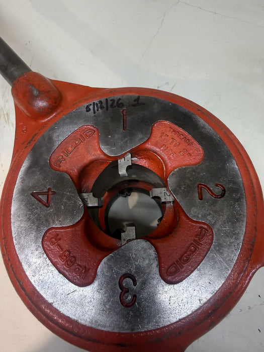 RIDGID Model 65-R  1 to 2" pipe threader treading die with handle made-in-USA #2
