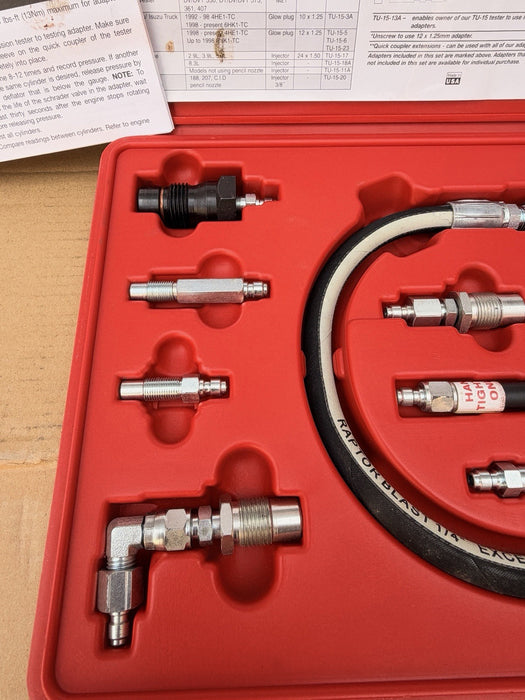 18Pcs Diesel Cylinder Compression Tester Pressure Test Tool 4 Injector Adaptors