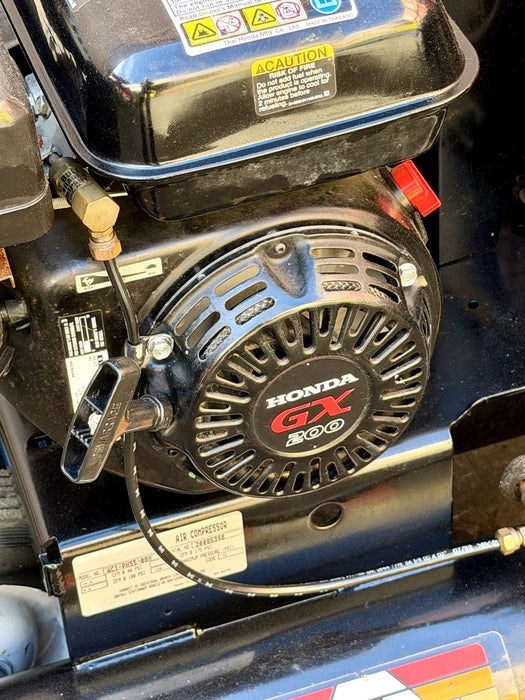 Mi-T-M AC1-PH55-08M 8 Gal Gas Air Compressor Honda GX 200, Belt Driven + Hose