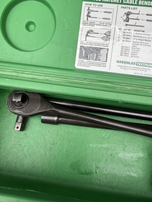 Greenlee 796 Ratchet Cable Bender W/Case  #2