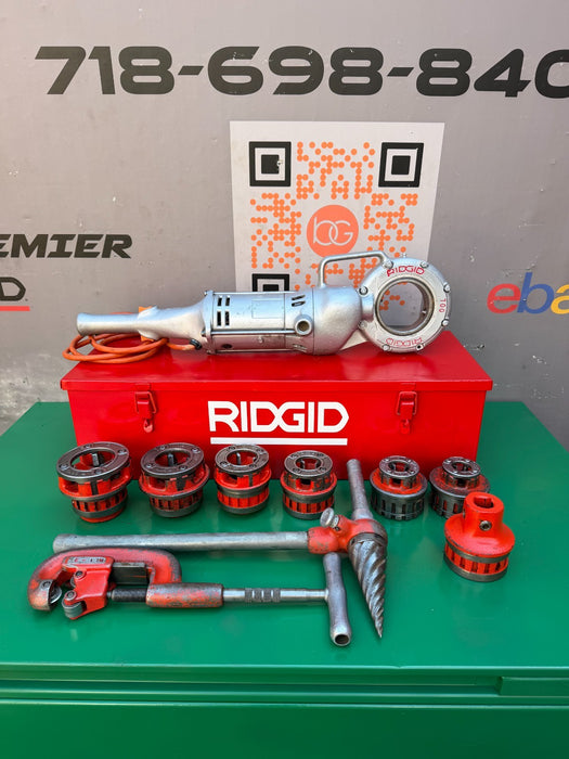 RIDGID Model 700 Power Drive Pipe Threader 12R Die Head Set 1/2-2 NPT Metal Case