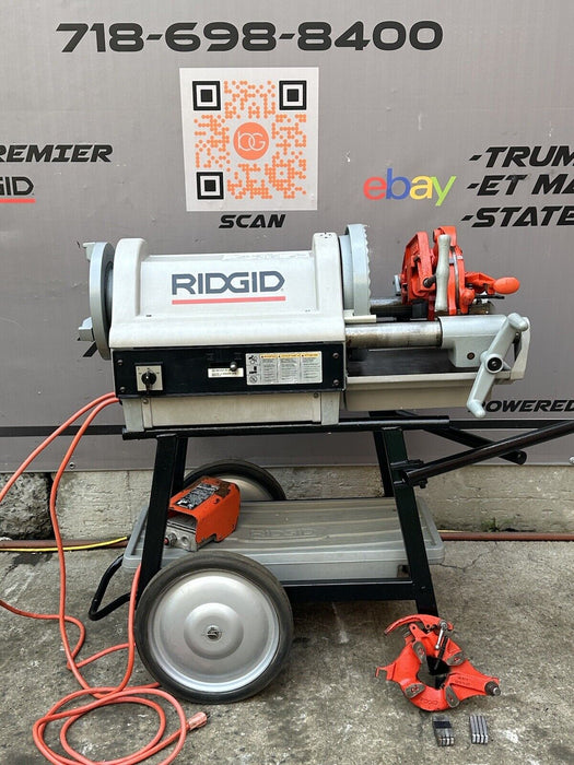 Ridgid 1224 Pipe Threader Threading Machine Works Great 2 Dies  1/2-4” Cap. 3/24