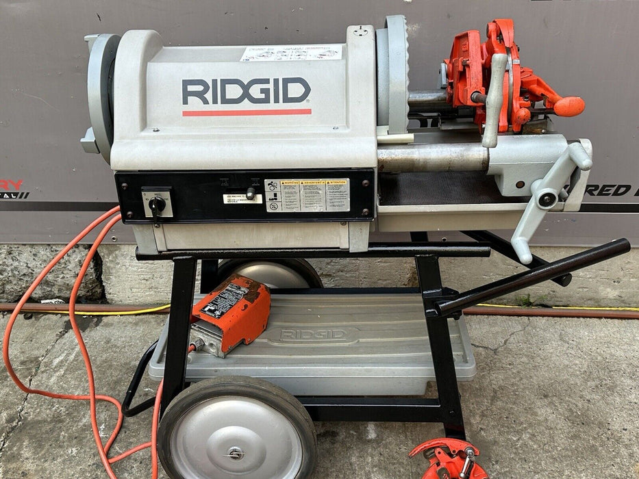 Ridgid 1224 Pipe Threader Threading Machine Works Great 2 Dies  1/2-4” Cap. 3/24