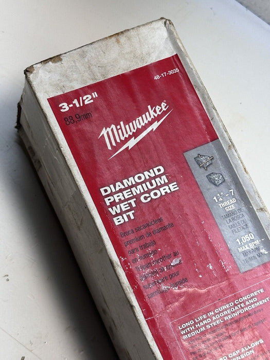 Milwaukee Tool 48-17-3035 3-1/2" Diamond Premium Wet Core Bit