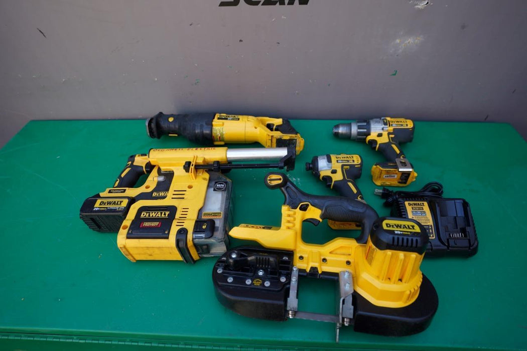 Dewalt Cordless Set 20V Hammer drill, Bandsaw, Drill, Impact, Reciprocating Saw