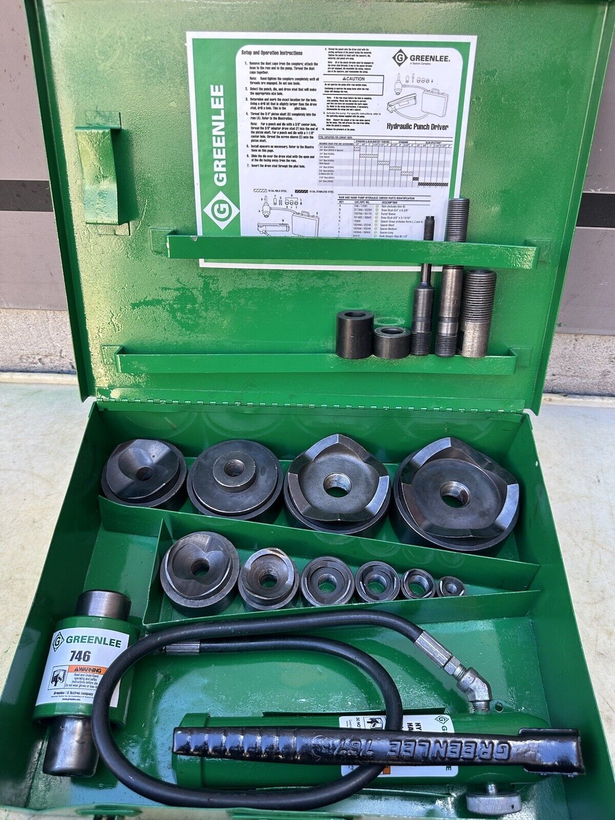 1/16 DIN 45x45mm Hydaulic Knockout Punch & Die Set  Fits Greenlee Driver