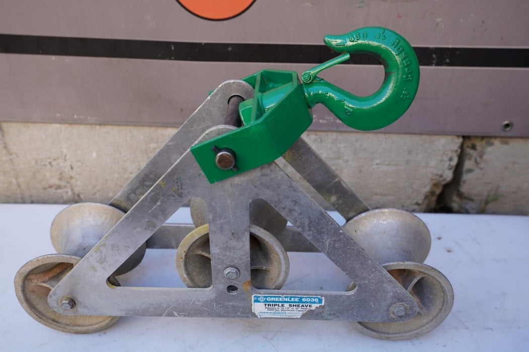 Greenlee 6036 6000 lbs Triple Sheave Wire Pulling Tugger Puller Great Shape #2