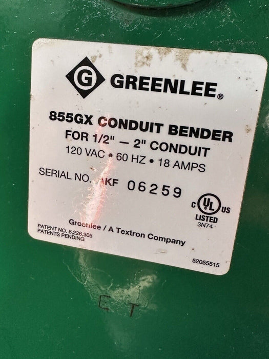 GREENLEE 855GX Conduit Pipe Bender 1/2-2� EMT RIDGID IMC Quad Smart Bender ??