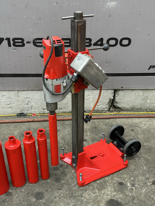 Milwaukee Core Drill Rig with Stand and 6 Bits.  Works Great #5