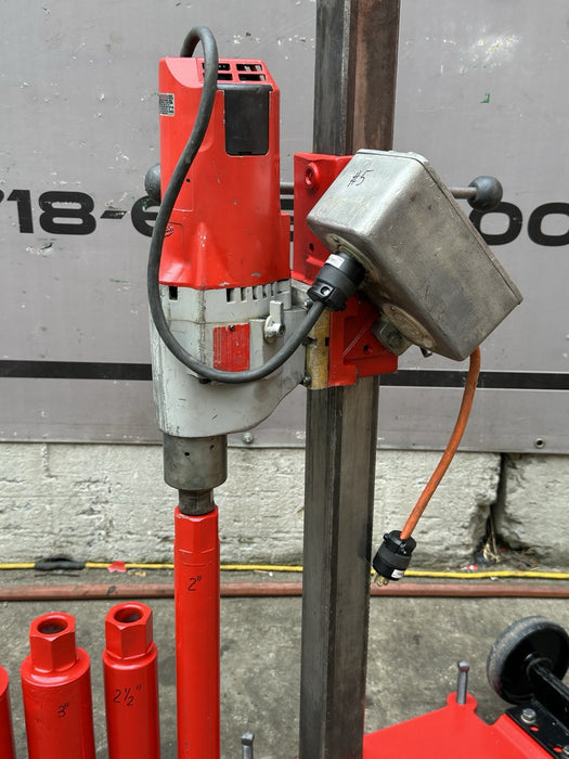 Milwaukee Core Drill Rig with Stand and 6 Bits.  Works Great #5