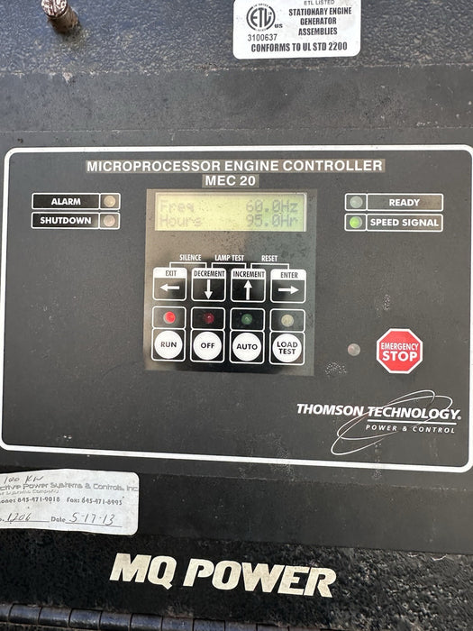 Multiquip MQ 100KW Towable Diesel Generator - MQP100IV 120/240 Only 95 Hrs 2007