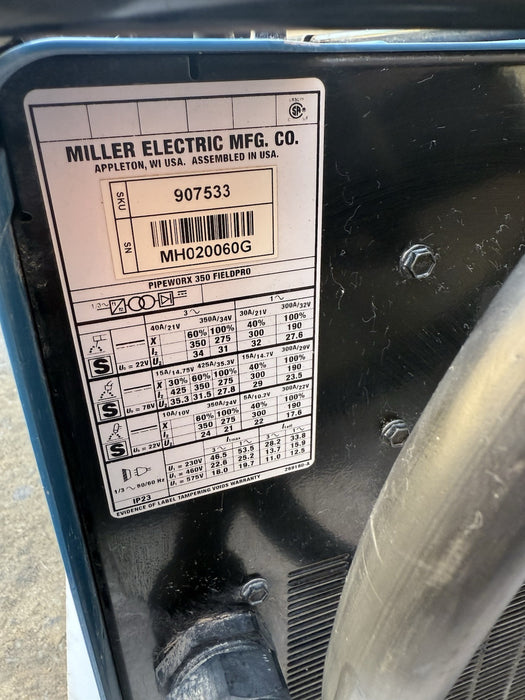 Miller PipeWorx 350 FieldPro Welder 230/460/575 Volts 1/3 Phase (907533) #3