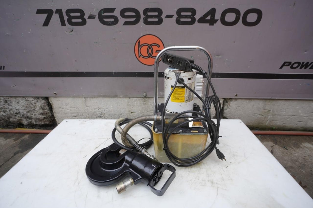 SPX Power Team Hydraulic 35 ton Punch HP35S and Pump PE172  Great Set.  #1