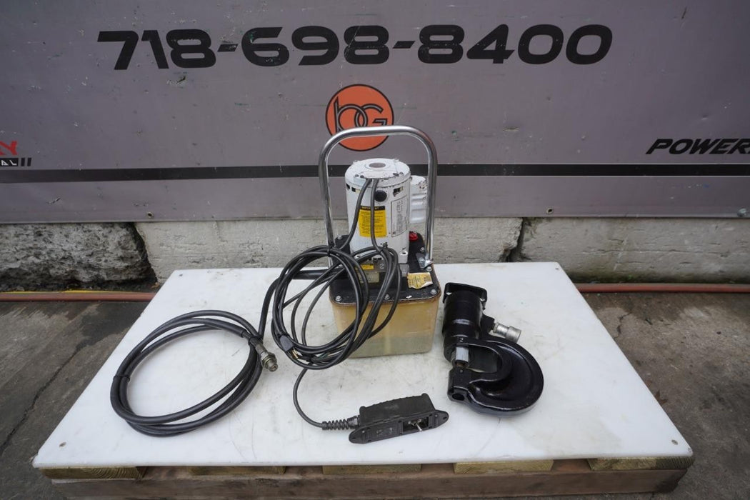SPX Power Team Hydraulic 35 ton Punch HP35S and Pump PE172  Great Set.  #2