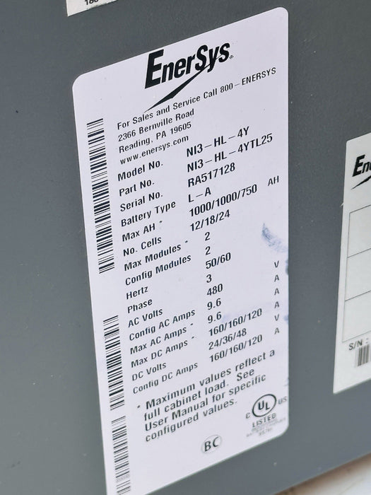 Enersys Nexsys+ Charger NI3-HL-4Y  480V AC 24/36/48V DC  #2