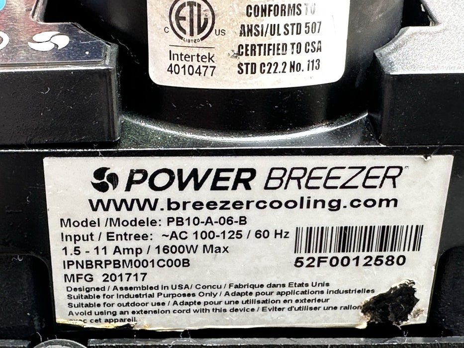 POWER BREEZER PB10-A-06-B Portable Misting Cooler Fan