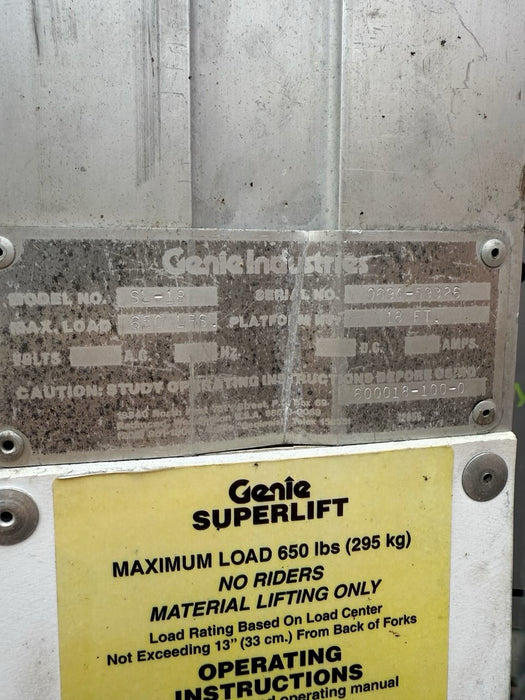 Genie SLC-18 18 foot Contractor Material Lift Hoist Works Fine  BG8