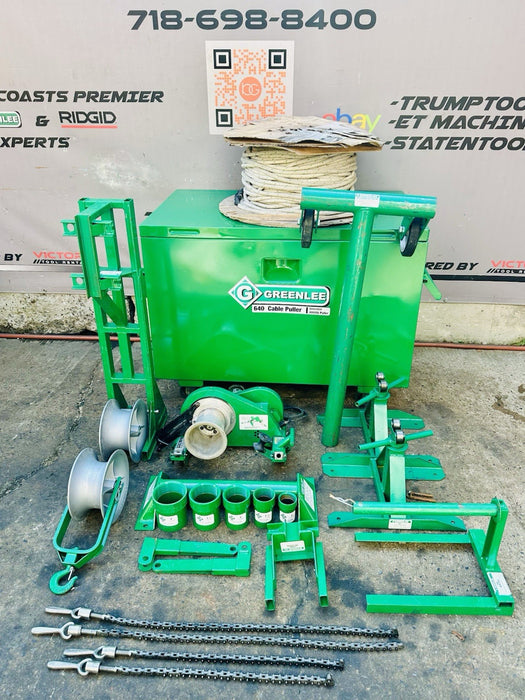 Greenlee 4000 lb 640 Wire Cable Tugger Puller, Late Model + Rope & Wire Stands!!