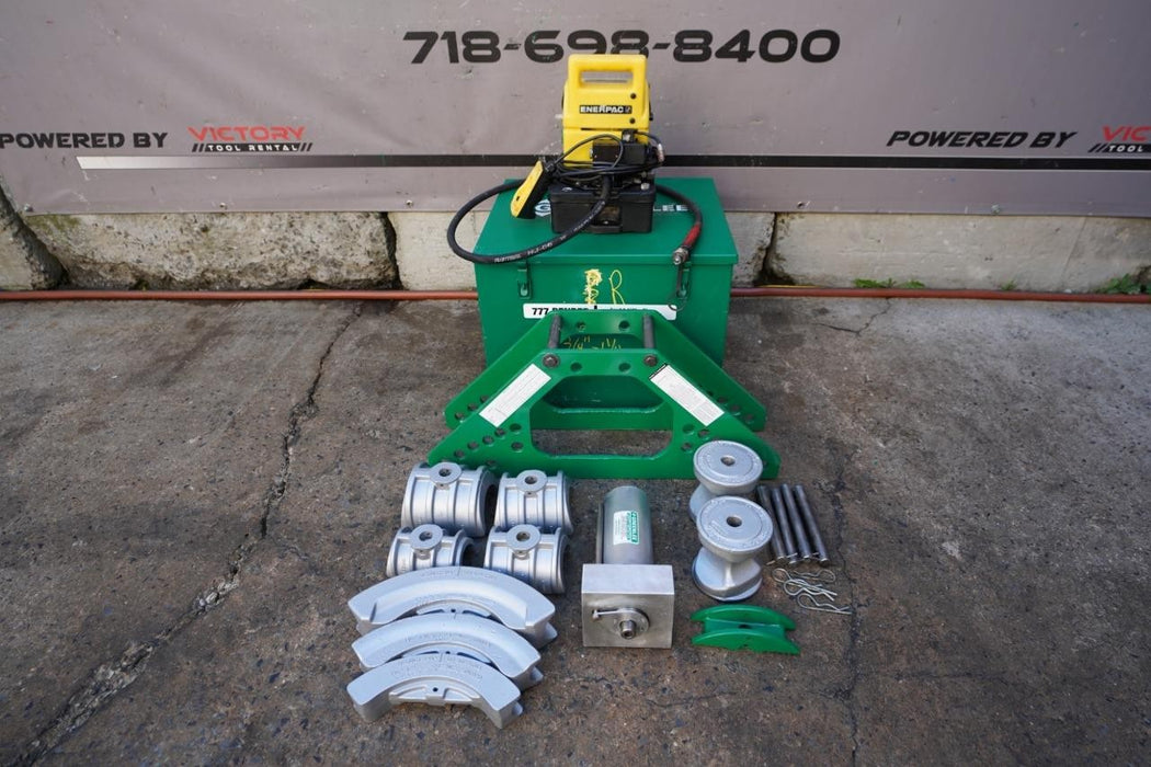 Greenlee 777 1/4 to 4 inch Rigid Hydraulic Pipe Conduit Bender with Enerpac Pump