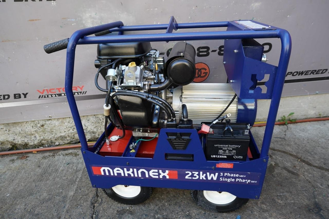 Makinex 23Kw 480V Gasoline Portable 1 or 3 phase Generator 100hrs MINT CONDITION