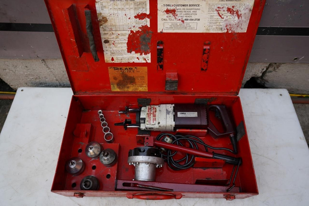 T-Drill T-30 Copper Pipe Drill Tee Forming w/ Bits  Notcher. NICE SET.