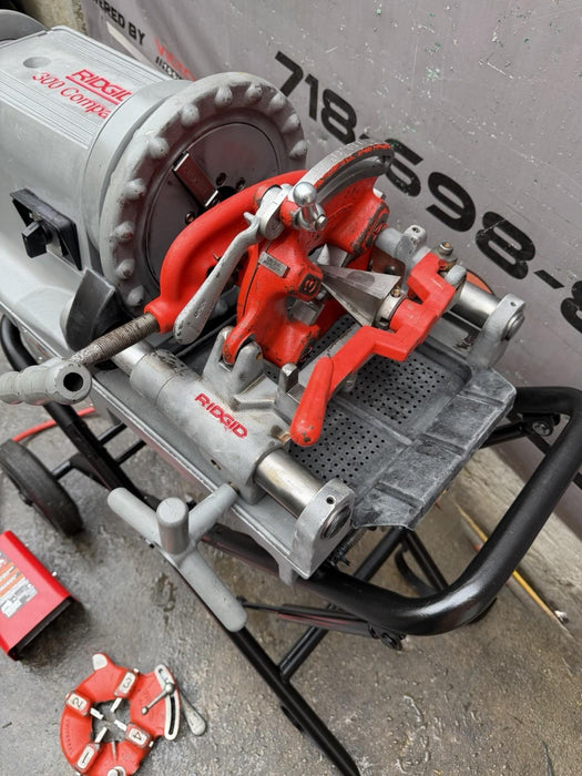 Ridgid 300 Compact Pipe Threader, Rolling Cart, (2) 811a 1/2 - 2" Dies 1224, 535