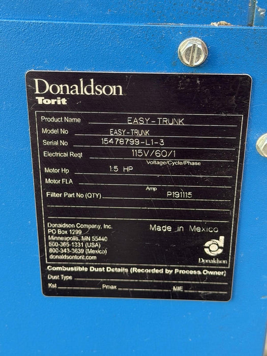 DONALDSON TORIT EZ TRUNK DUST COLLECTOR 1.5HP + ARM MINT 2021 MODEL