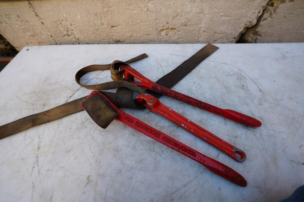 Wheeler Rex Pipe Strap Wrenches.  Fine Working Condition Condition.