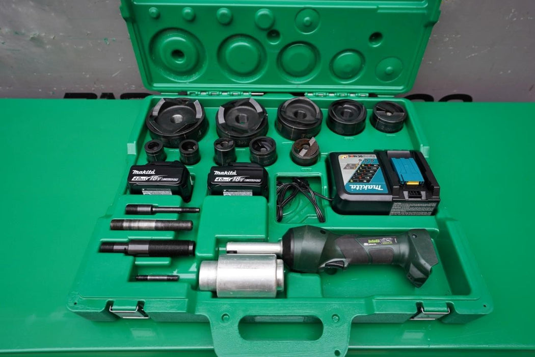 Greenlee 18v Intelli-Punch and Die Knock out Set 1/2 to 4 inch. 2 New Batteries.