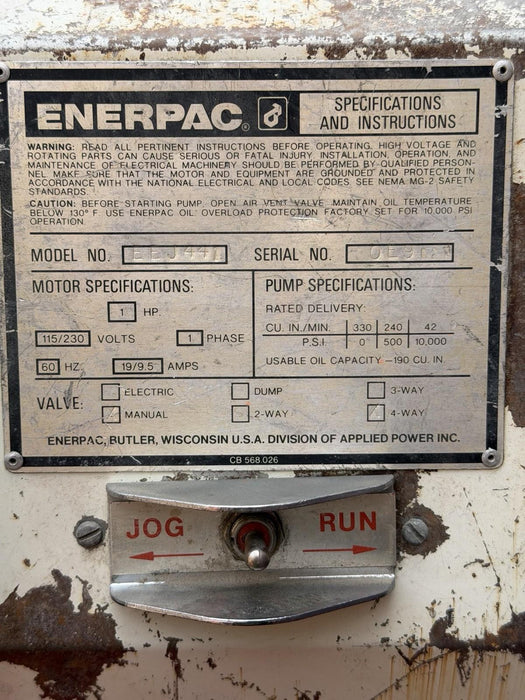 ENERPAC GB B-400 EEGOR 2-1/2-4" Hydraulic Pipe Bender + Pump  For EMT Rigid IMC