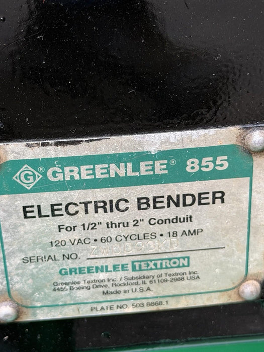 Greenlee 855 Electric Smart Bender 1/2” to 2” Rigid IMC EMT **WORKS GREAT**