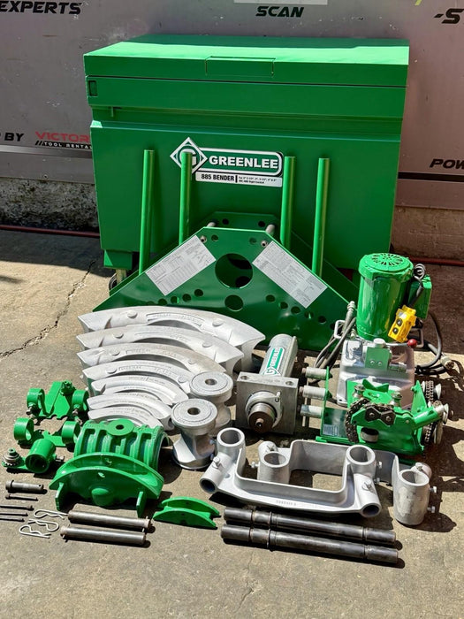 Greenlee 885 Hydraulic Pipe Bender 1-1/4 - 5 Rigid IMC, 960 Pump 1802 Table Mint