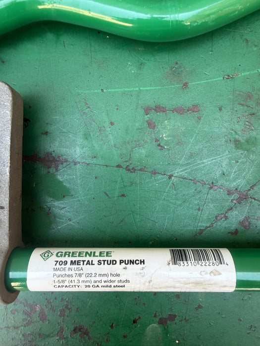 Greenlee 709 Metal Stud Punch Knock Out Tool  7/8" Hole  Heavy Duty  USA  #1