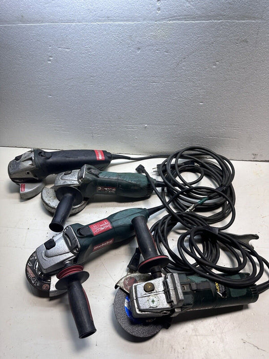 Lot Of 4 Corded Metabo 4-1/2" Angle Grinders With Blades