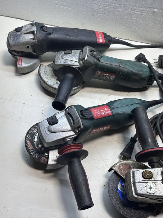 Lot Of 4 Corded Metabo 4-1/2" Angle Grinders With Blades