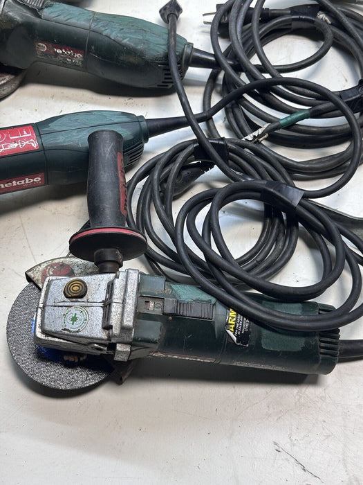 Lot Of 4 Corded Metabo 4-1/2" Angle Grinders With Blades