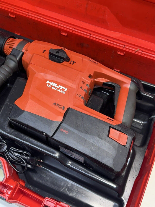 HILTI CORDLESS ROTARY HAMMER  DRILL TE 60- A36, (2) 3-9AH BATTERIES + CHARGER #2