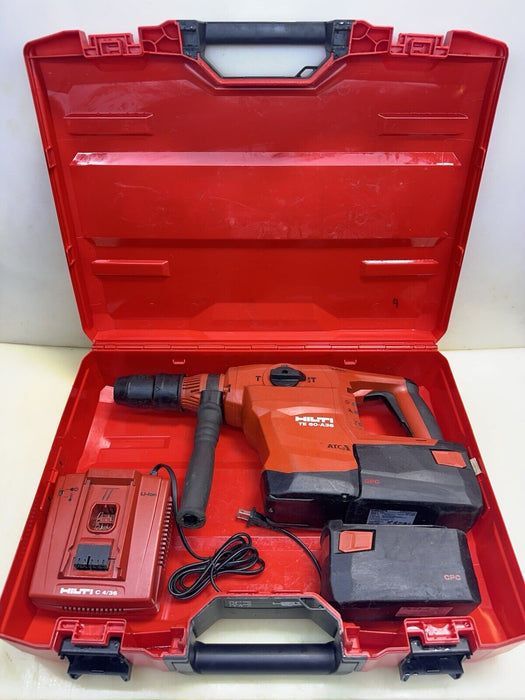 HILTI CORDLESS ROTARY HAMMER  DRILL TE 60- A36, (2) 3-9AH BATTERIES + CHARGER #4