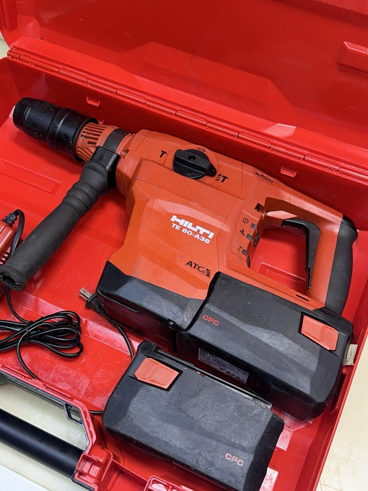 HILTI CORDLESS ROTARY HAMMER  DRILL TE 60- A36, (2) 3-9AH BATTERIES + CHARGER #4