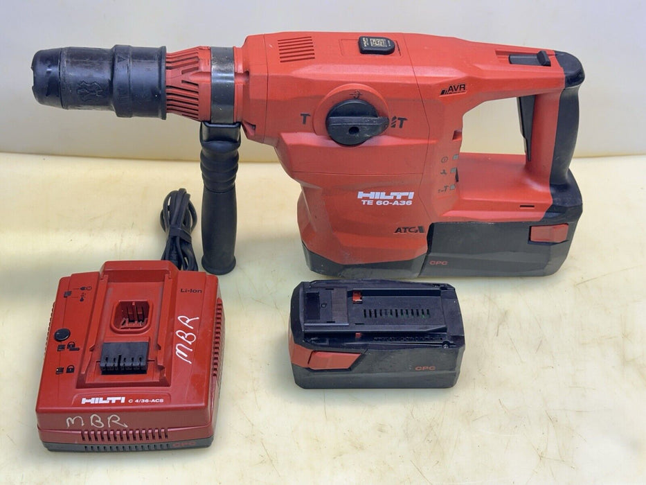 HILTI CORDLESS ROTARY HAMMER  DRILL TE 60 - A36, (2) BATTERIES + CHARGER #5